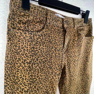 Zara Leopard Print Step Hem Mid-Rise Skinny Jean